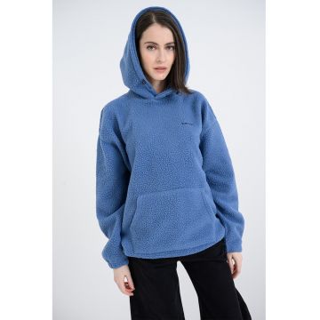 Hanorac din material teddy si buzunar kangaroo