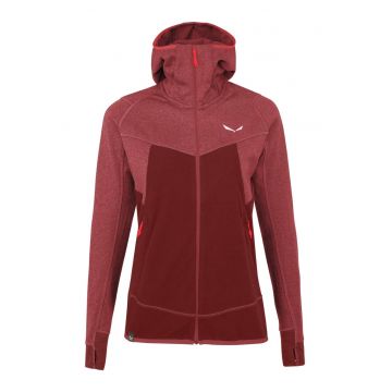 Hanorac fleece trekking dama  Puez Hybrid Polarlite Rosu