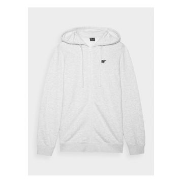 Hanorac  gri - bumbac - cu gluga si fermoar