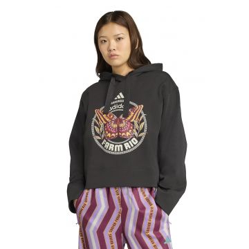 Hanorac lejer cu imprimeu si maneci cazute