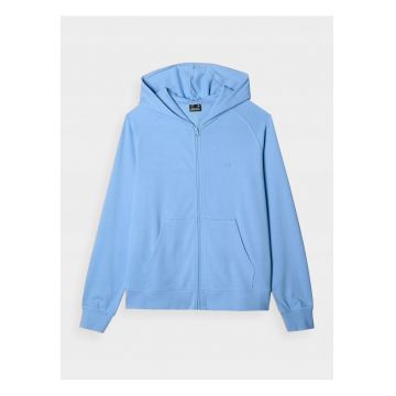 Hanorac  pentru femei - albastru - bumbac - cu fermoar - gluga