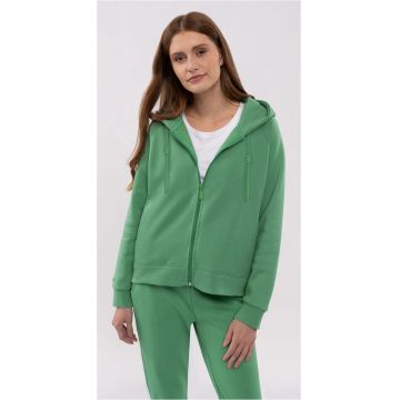 Hanorac supradimensionat cu fermoar  B-Tiffi pentru femei - verde