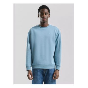 Q/S by s.Oliver Bluza barbati cu decolteu la baza gatului si logo la piept - Albastru deschis