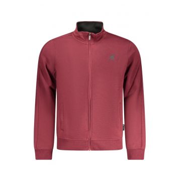 Bluza barbati - cu fermoar - logo - Regular fit - Rosu inchis