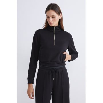 Bluza crop de trening cu fenta scurta cu fermoar