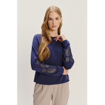 Bluza de trening cu aplicatii florale