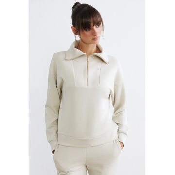 Bluza de trening cu croiala lejera si fermoar scurt