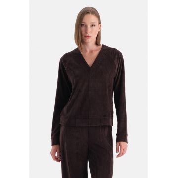 Bluza de trening cu decolteu in V si maneci raglan