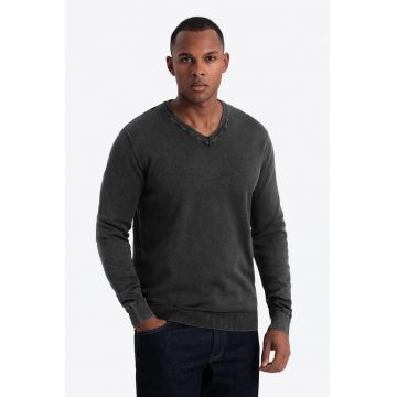 Bluza de trening cu decolteu in V si model uni