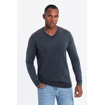 Bluza de trening cu decolteu in V si model uni