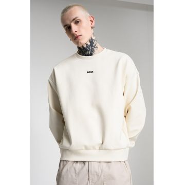 Bluza de trening cu decolteu la baza gatului si detaliu logo