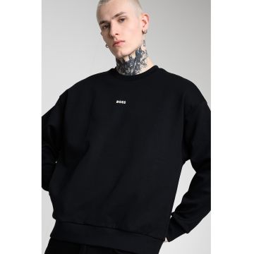 Bluza de trening cu decolteu la baza gatului si detaliu logo