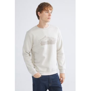 Bluza de trening cu decolteu la baza gatului si imprimeu