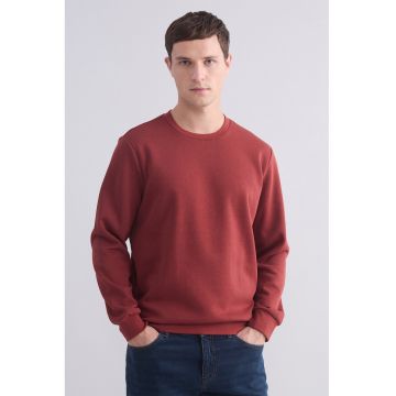 Bluza de trening cu decolteu la baza gatului si model uni