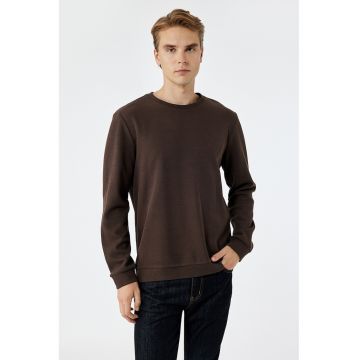 Bluza de trening cu decolteu la baza gatului si model uni