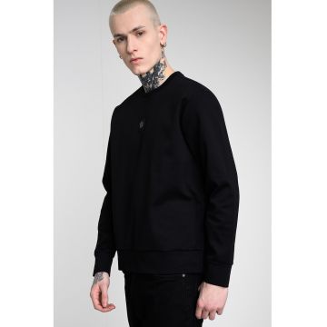 Bluza de trening cu decolteu la baza gatului si model uni