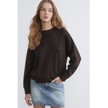 Bluza de trening cu decolteu la baza gatului si model uni