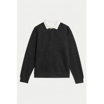 Bluza de trening cu guler clasic contrastant