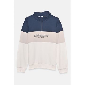 Bluza de trening cu guler si fermoar scurt