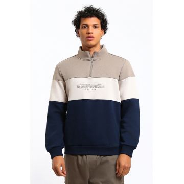 Bluza de trening cu guler si fermoar scurt