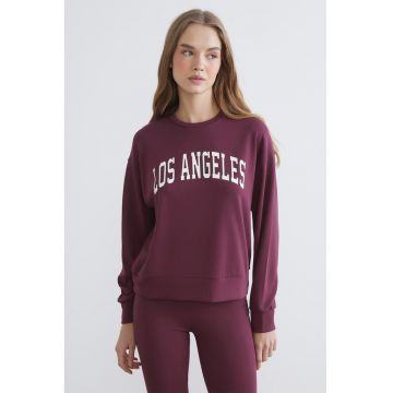 Bluza de trening cu maneci cazute si imprimeu