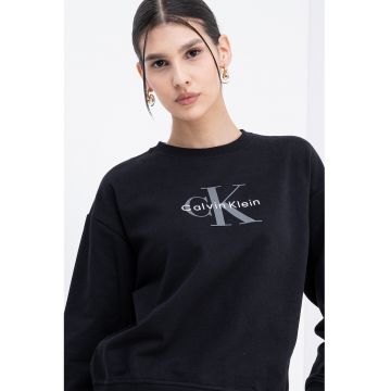 Bluza de trening cu maneci cazute si imprimeu logo