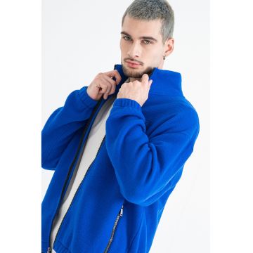 Bluza de trening din amesstec de lana cu fermoar