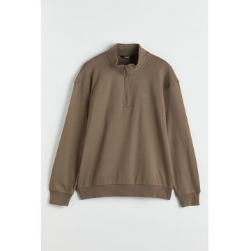 Bluza de trening din amestec de bumbac cu fenta cu fermoar