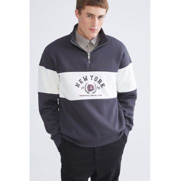 Bluza de trening din amestec de bumbac cu fenta cu fermoar