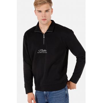 Bluza de trening din amestec de bumbac cu fenta cu fermoar