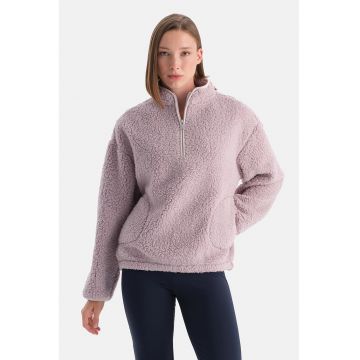 Bluza de trening din material teddy cu buzunare