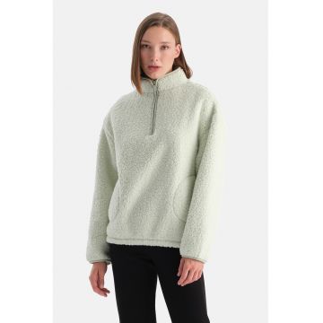 Bluza de trening din material teddy cu buzunare