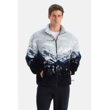 Bluza de trening din material teddy cu fermoar