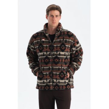 Bluza de trening din material teddy cu fermoar