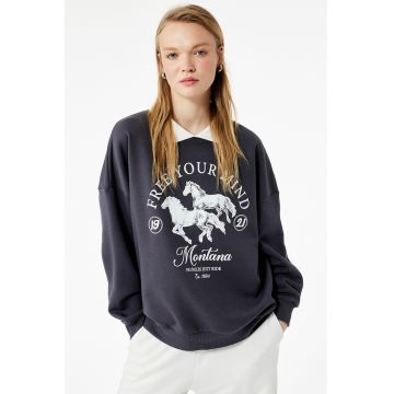 Bluza de trening lejera cu imprimeu text