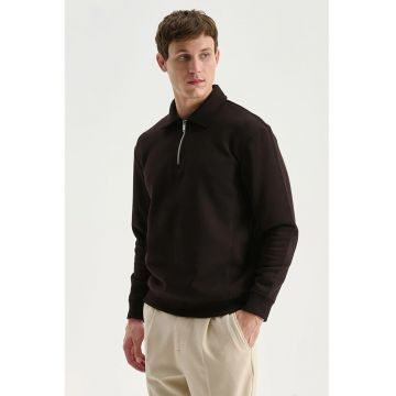 Bluza de trening polo din amestec de bumbac cu fermoar