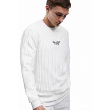 Bluza de trening texturata cu decolteu la baza gatului