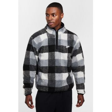 Bluza din material fleece cu fermoar scurt si logo