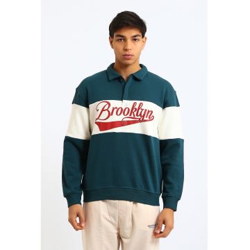 Bluza polo de trening cu imprimeu text