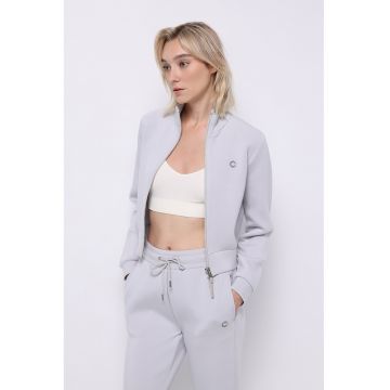 Bluza sport crop cu fermoar