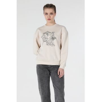 Bluza sport cu decolteu la baza gatului si imprimeu grafic