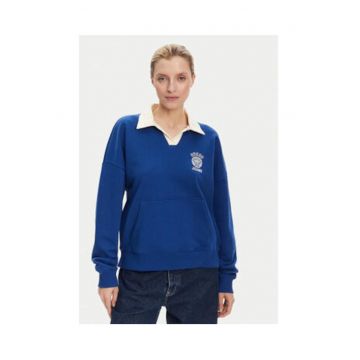 Bluzon cu imprimeu logo si guler contrastant