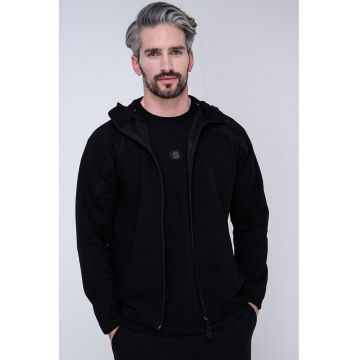 Hanorac cu fermoar si detaliu cu logo discret