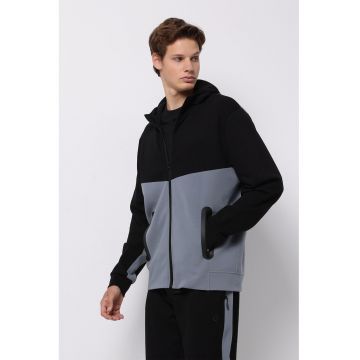 Hanorac cu fermoar si model colorblock