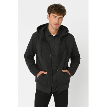 Hanorac cu gluga  B-Vitar - cu fermoar - cu buzunare aplicate - Regular Fit - grafit