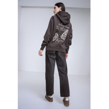 Hanorac cu imprimeu si maneci cazute