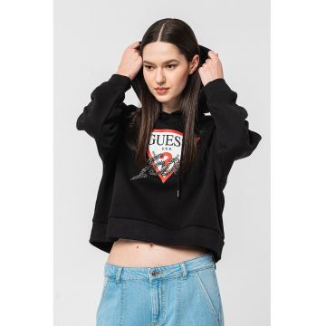 Hanorac cu logo din strasuri - Negru