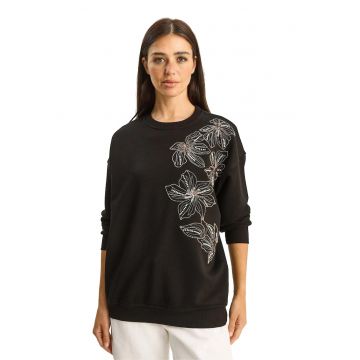 Hanorac dama -  croiala lejera - negru - textil