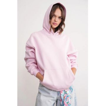 Hanorac dama -  supradimensionat - gluga - roz pudrat - textil -