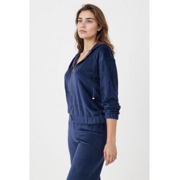 Hanorac de catifea cu fermoar